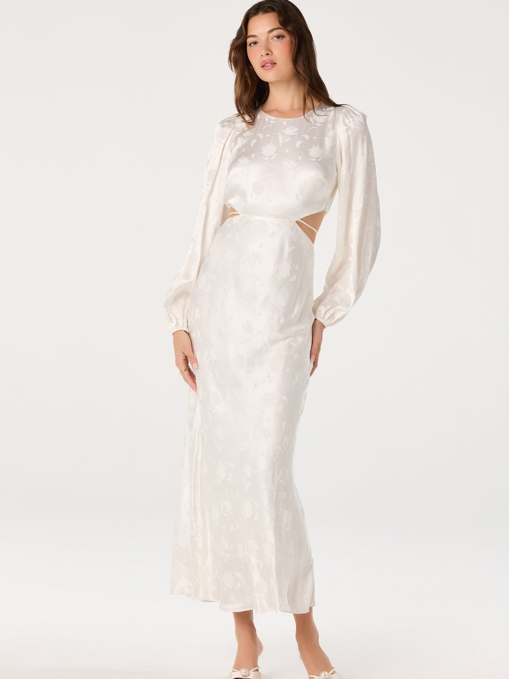 ASTR the Label Quinn Floral Jacquard Maxi Dress - M